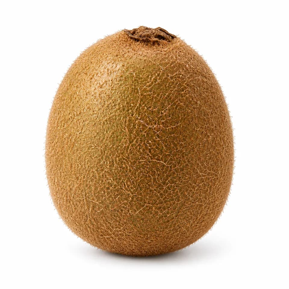 A plump green kiwi with a full outline