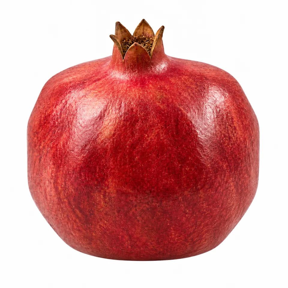 A pomegranate with gently angular sides